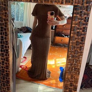 Rebecca Taylor Chocolate Brown Crochet Dress